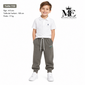 photo-output 26 Pantalon jogging enfant fourré – Gris kaki