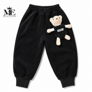 photo-output 35 Pantalon enfant en velours côtelé avec nounours – Noir