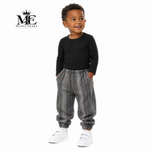 photo-output 40 Pantalon enfant gris rayé – Intérieur fourrure légère